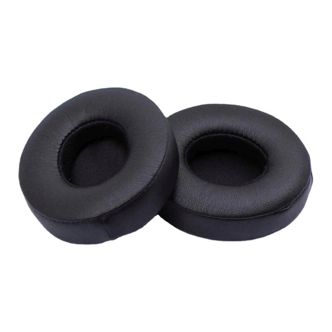Náhradní Náušníky pro Beats Solo 2, 3, Paměťová pěna + Kůže, Černé, 1 pár