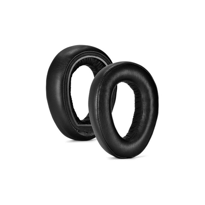 Náhradní Náušníky pro Sennheiser PXC550, PX550, Paměťová pěna + Kůže, Černé, 1 pár