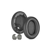 Náhradní Náušníky pro Sony WH-1000XM4, Paměťová pěna + Kůže, Černé, 1 pár