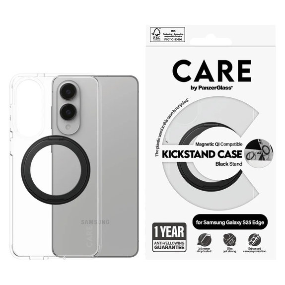 Pouzdro Kickstand pro Samsung Galaxy S25 Edge, Černá, PanzerGlass