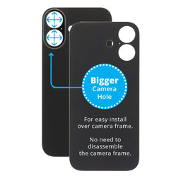 Apple iPhone 17 - Sklo Zadního Housingu se Zvětšeným Otvorem na Kameru (Black)