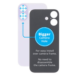 Apple iPhone 17 - Sklo Zadního Housingu se Zvětšeným Otvorem na Kameru (Lavender)