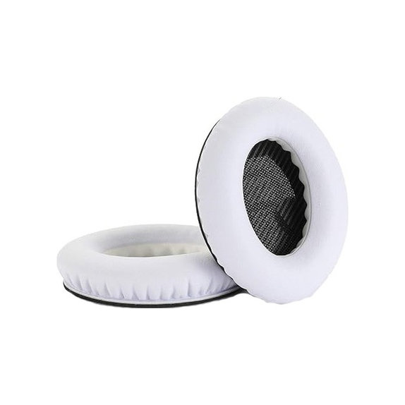 Náhradní Náušníky pro Bose QuietComfort 2, 15, 25 a 35, Paměťová pěna + PU kůže, Černo-bílé, 1 pár
