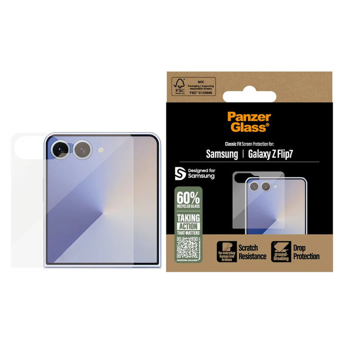 Tvrzené sklo Classic Fit pro Samsung Galaxy Z Flip7, Čirá, PanzerGlass