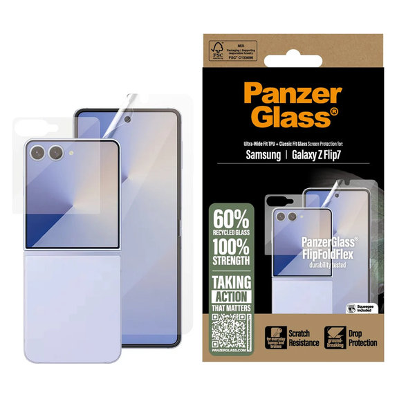 Ochranná fólie UWF a tvrzené sklo pro Samsung Galaxy Z Flip7, Čirá, PanzerGlass