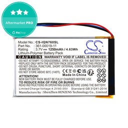 Baterie pro Garmin Nüvi 700, 710, 760, 765, Nuvi 3590, 1250mAh, Li-Pol, 3.7V, 361-00019-11, HQ