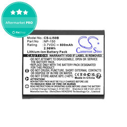 Baterie pro Olympus MJU, Casio Exilim, Kodak PIXPRO, 800mAh, Li-Ion, 3.7V, NP-150, HQ