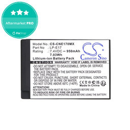 Baterie pro Canon EOS, 950mAh, Li-Ion, 7.4V, LP-E17, HQ