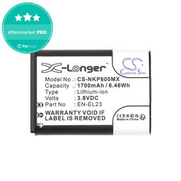 Baterie pro Nikon Coolpix, 1700mAh, Li-Ion, 3.8V, EN-EL23, HQ