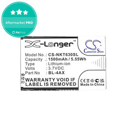 Baterie pro Nokia 6300 4G, Nokia 8000 4G, 1500mAh, Li-Ion, 3.7V, BL-4AX, HQ