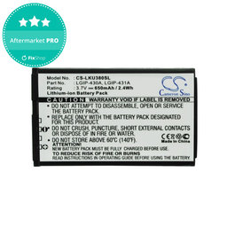 Baterie pro LG 230 Nite, 650mAh, Li-Ion, 3.7V, LGIP-430A, HQ