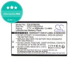 Baterie pro Alcatel Lollipops, 650mAh, Li-Ion, 3.7V, 3DS11080AAAA, HQ