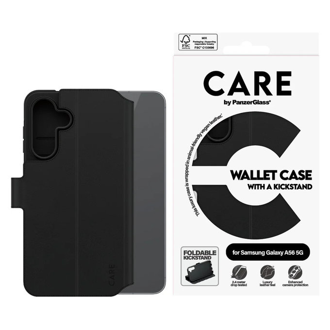 Pouzdro Wallet Kickstand pro Samsung Galaxy A56 5G, Černá, PanzerGlass