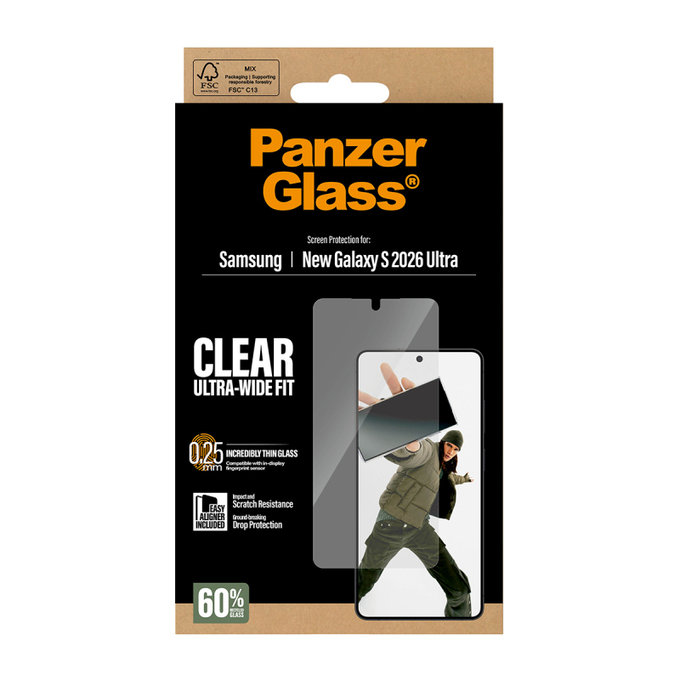 PanzerGlass - Tvrzené sklo UWF s aplikátorem pro Samsung Galaxy S26 Ultra, čiré
