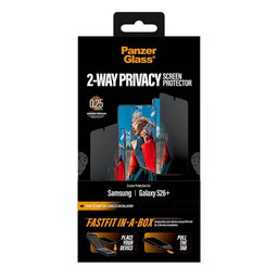PanzerGlass - Tvrzené sklo UWF 2-Way Privacy s FASTFIT In-A-Box pro Samsung Galaxy S26+, čiré