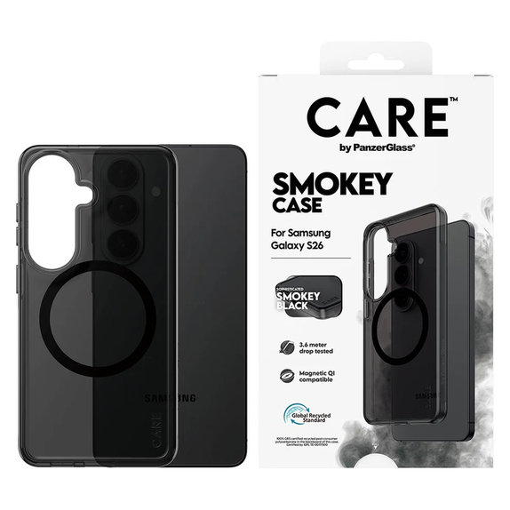 Pouzdro Smokey s černým QI pro Samsung Galaxy S26, Černá, PanzerGlass