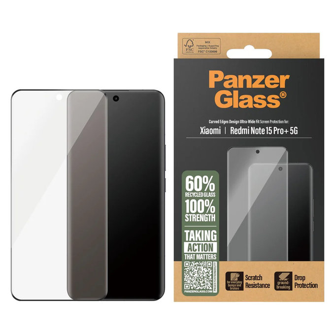 Tvrzené sklo UWF pro Xiaomi Redmi Note 15 Pro+ 5G, Černá, PanzerGlass
