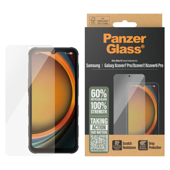 Tvrzené sklo UWF pro Samsung Galaxy Xcover7 Pro/Xcover7/Xcover6 Pro, Čirá, PanzerGlass