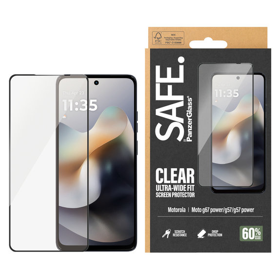 Tvrzené sklo UWF pro Motorola Moto G57 Power 5G, Černá, SAFE by PanzerGlass