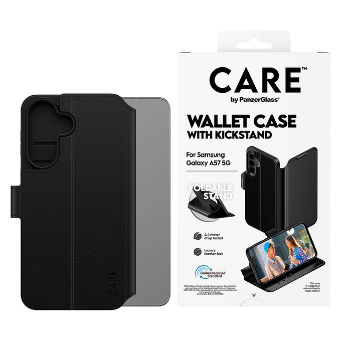 Pouzdro Wallet Kickstand pro Samsung Galaxy A57, Černá, PanzerGlass