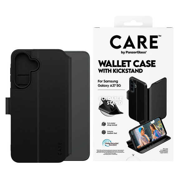 Pouzdro Wallet Kickstand pro Samsung Galaxy A37, Černá, PanzerGlass