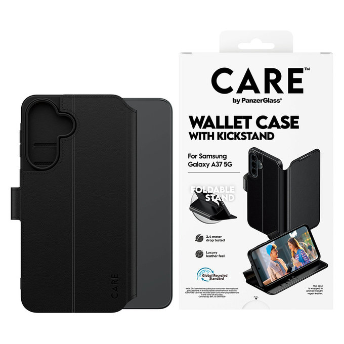 Pouzdro Wallet Kickstand pro Samsung Galaxy A37, Černá, PanzerGlass