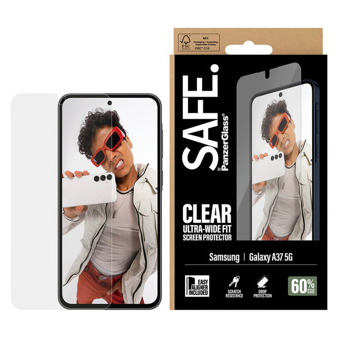 Tvrzené sklo UWF s aplikátorem pro Samsung Galaxy A37, Čirá, SAFE by PanzerGlass