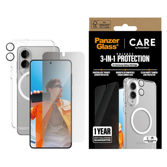 Bundle 3v1 Privacy pro Samsung Galaxy S25 Edge, PanzerGlass