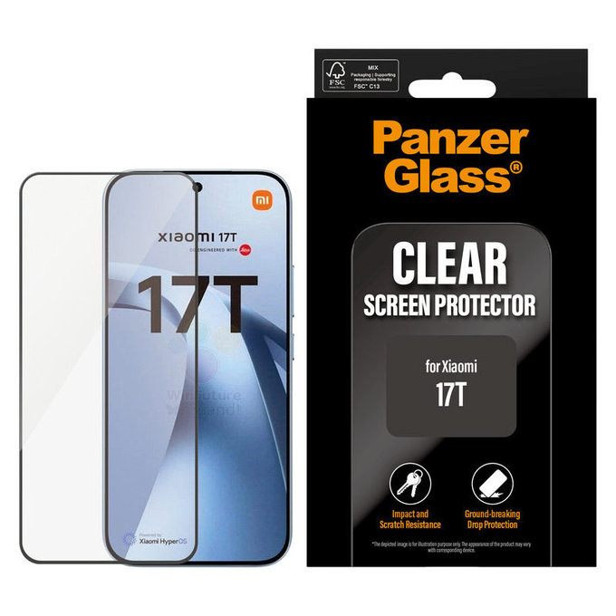 Tvrzené sklo UWF pro Xiaomi 17T, Černá, PanzerGlass