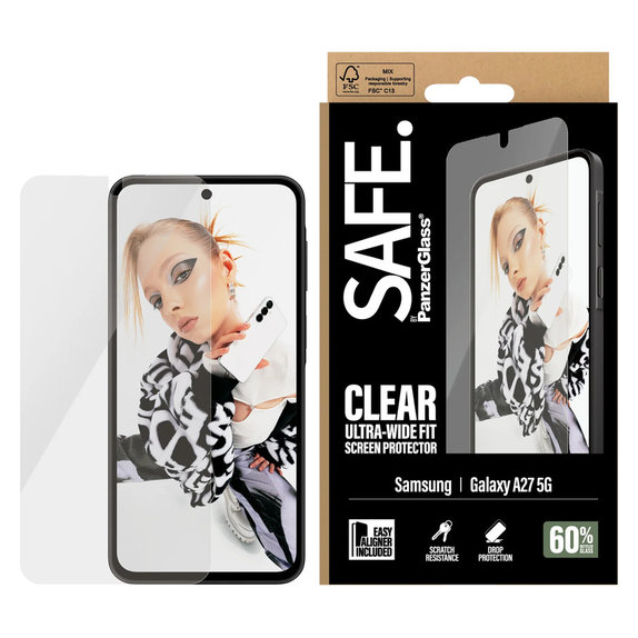 Tvrzené sklo UWF s aplikátorem pro Samsung Galaxy A27, Čirá, SAFE by PanzerGlass