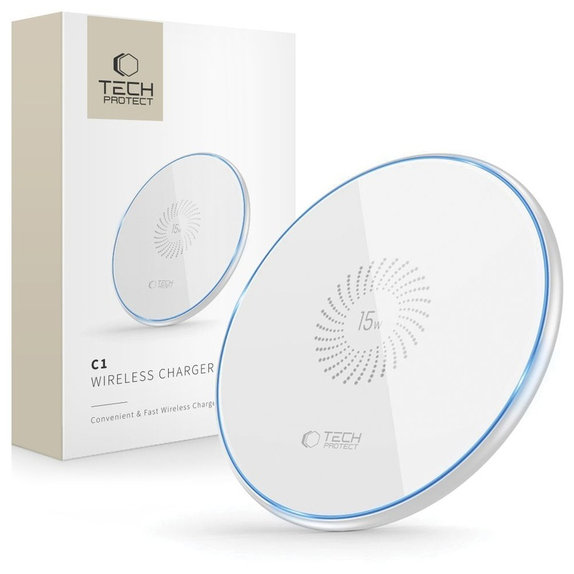 Bezdrátová nabíječka QI15W-C1 15W, bílá, Tech-Protect