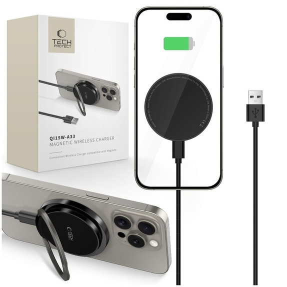 Bezdrátová nabíječka QI15W-A33 Magnetic MagSafe, černá, Tech-Protect