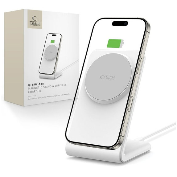 Bezdrátová nabíječka QI15W-A38 Magnetic MagSafe, bílá, Tech-Protect