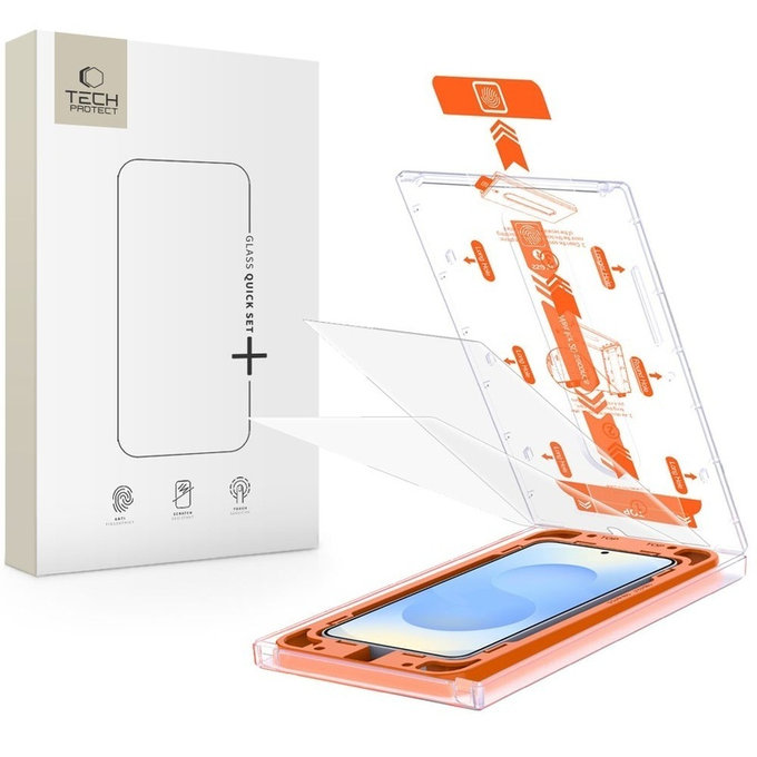 Tvrzené sklo Quick Set+ 2-PACK pro Samsung S24 / S25, čirá, Tech-Protect