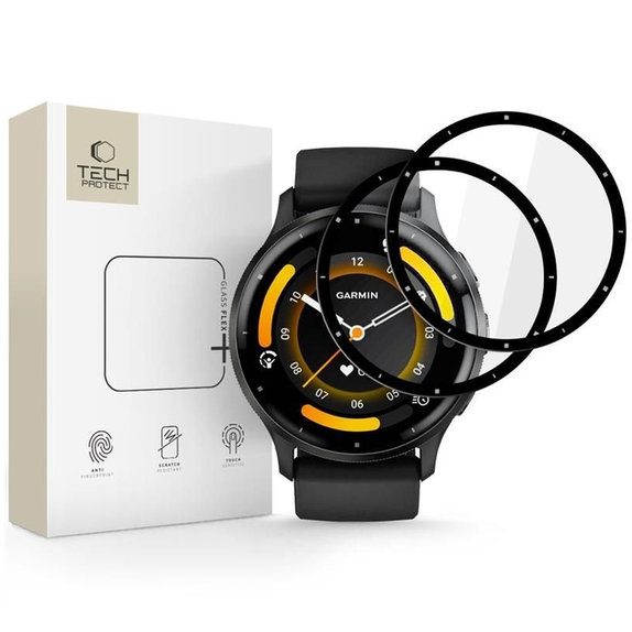 Hybridní sklo Glass Flex+ 2-PACK pro Garmin Venu 3, černá, Tech-Protect