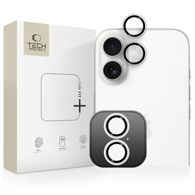 Ochrana kamery Camring Fit+ pro iPhone 16 / 16 Plus / 17, čirá, Tech-Protect