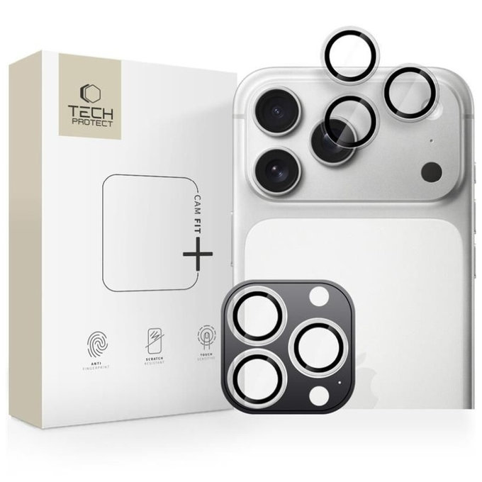 Ochrana kamery Camring Fit+ pro iPhone 14 Pro / Max / 15 Pro / Max / 16 Pro / Max / 17 Pro / Max, čirá, Tech-Protect