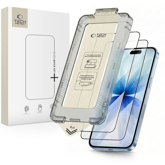 Tvrzené sklo Quick Set+ 2-PACK pro iPhone 17, černá, Tech-Protect