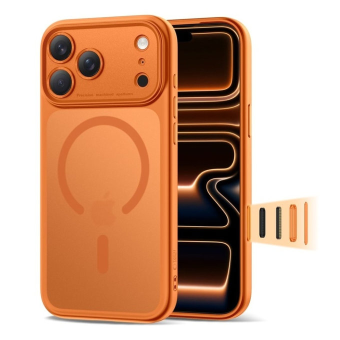 Pouzdro MagPeak MagSafe CC pro iPhone 17 Pro Max, Matte Cosmic Orange, Tech-Protect