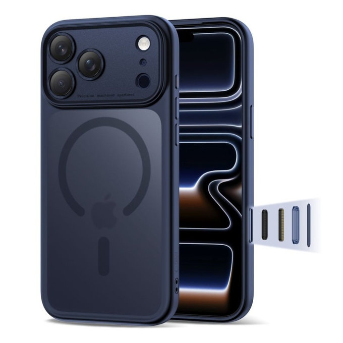 Pouzdro MagPeak MagSafe CC pro iPhone 17 Pro, Matte Deep Blue, Tech-Protect