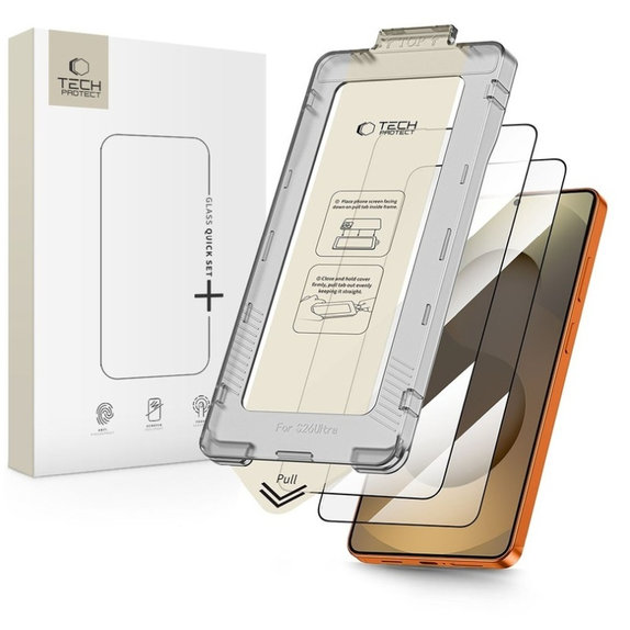 Tvrzené sklo Quick Set+ 2-Pack pro Samsung S26 Ultra, Black, Tech-Protect