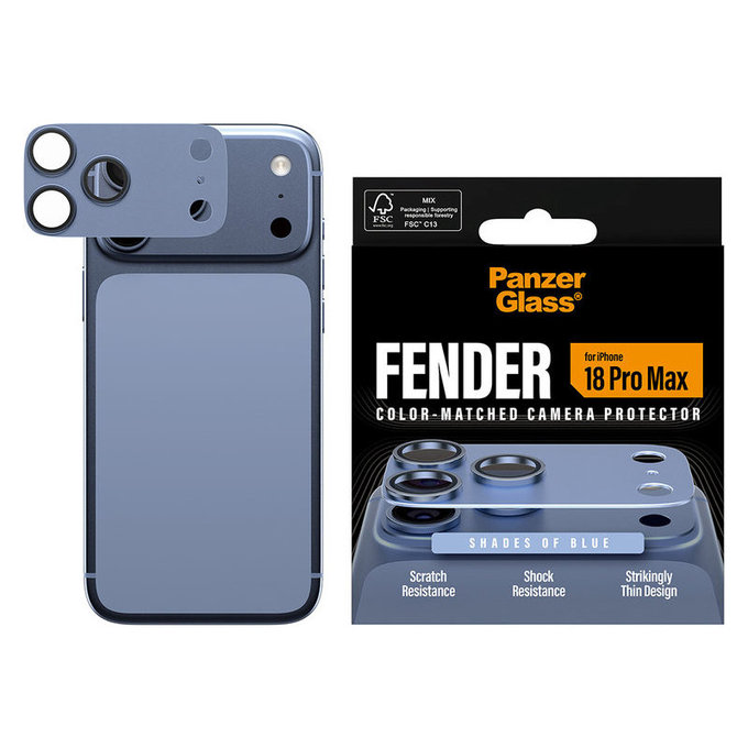 Ochranný kryt objektivu Fender pro iPhone 18 Pro Max, Italian Blue, PanzerGlass