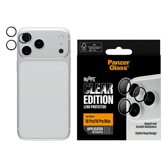 Ochranný kryt objektivu Hoops pro iPhone 18 Pro/18 Pro Max, Čirá, PanzerGlass
