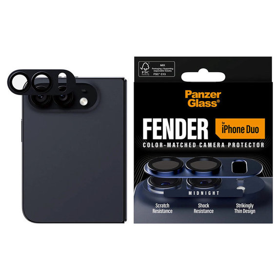 Ochranný kryt objektivu Fender pro iPhone Duo, Dark Blue, PanzerGlass