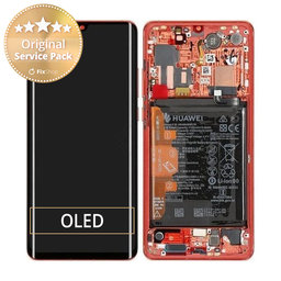 Huawei P30 Pro - LCD Displej + Dotykové Sklo + Rám + Baterie (Amber Sunrise) - 02352PGK Genuine Service Pack