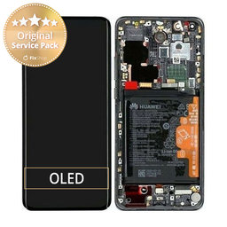 Huawei P40 Pro - LCD Displej + Dotykové Sklo + Rám + Baterie + Senzor Otisku Prstu (Black) - 02353PJG Genuine Service Pack
