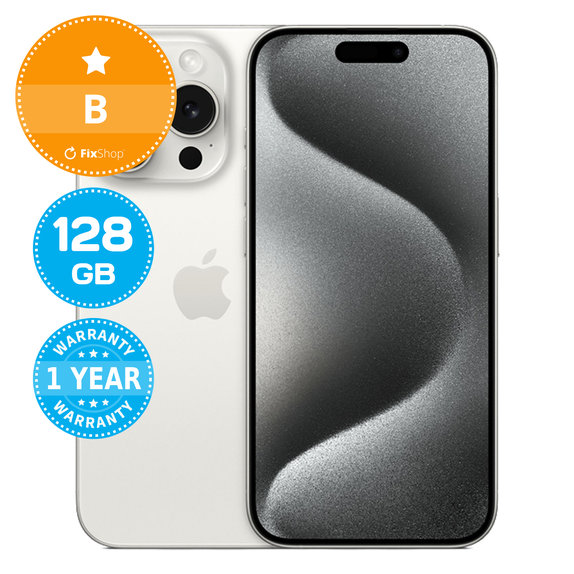 Apple iPhone 15 Pro White Titanium 128GB B Repasovaný