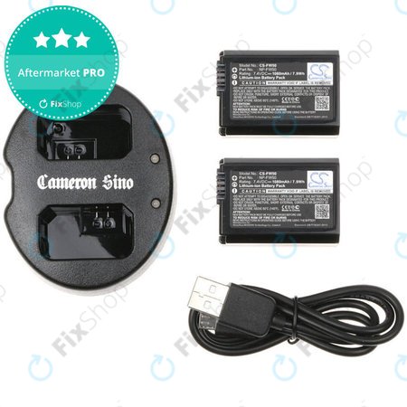 Baterie 2 ks s nabíječkou pro Sony NEX-5, Alpha 7, NEX-7, 1030mAh, Li-Ion, 7.4V, NP-FW50, HQ