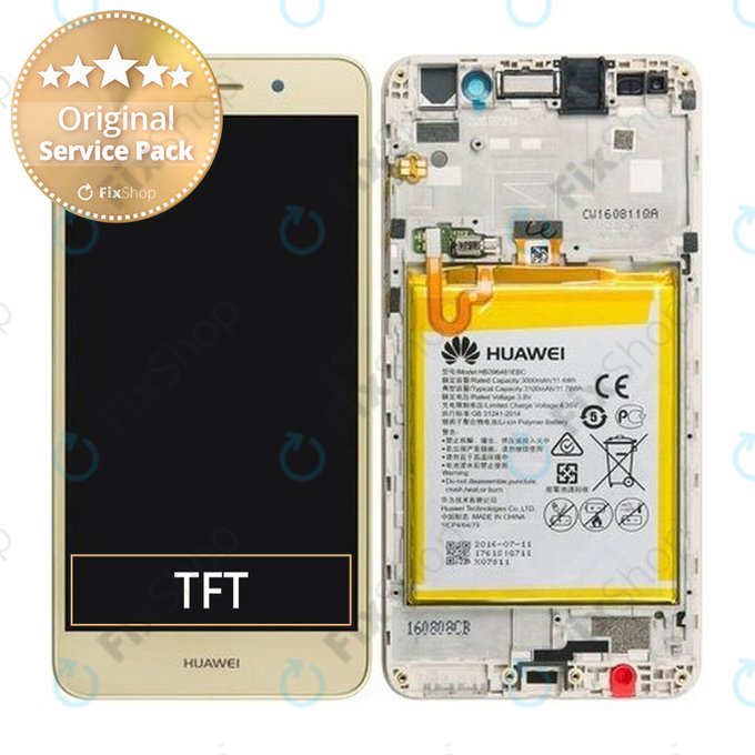 Huawei Y6 II - LCD Displej + Dotykové Sklo + Rám + Baterie (Gold) - 02350VUK Genuine Service Pack