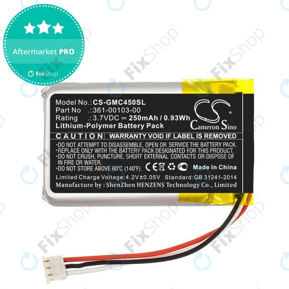 Baterie pro Garmin DashCam 45, DashCam 46, DashCam 55, DashCam 56, DashCam 66, 250mAh, Li-Pol, 3.7V, 361-00103-00, HQ